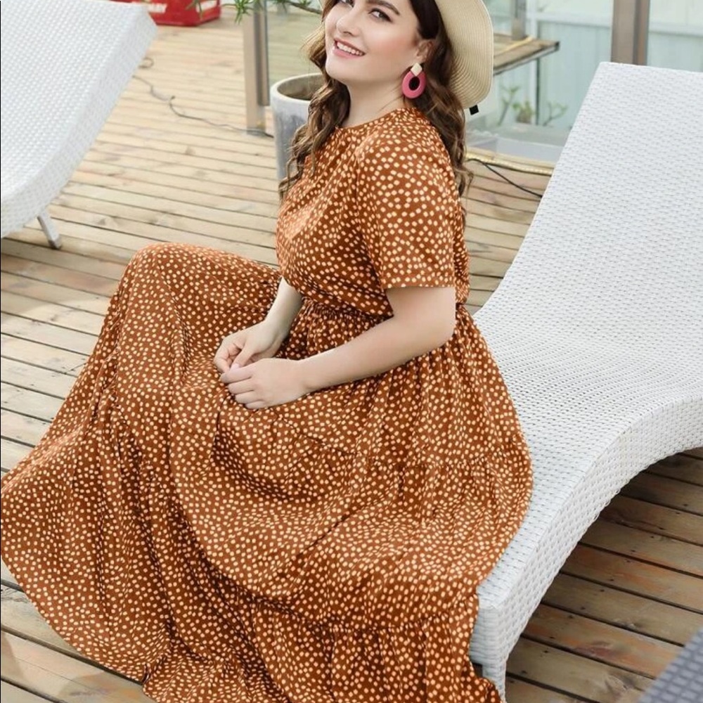 Plus size daisy print swing maxi dress BLACK - Picture 10 of 12